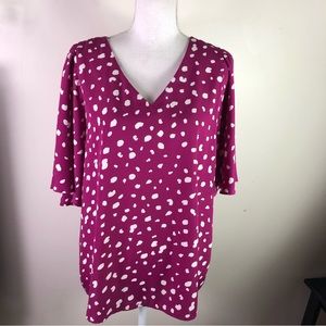 Andree by Unit Women’s polka dot flare sleeve oversized pullover blouse top Sz M